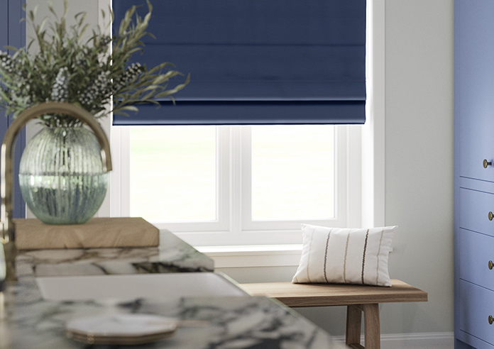 Shima Faux Silk, Indigo - Roman Blind - Image 5
